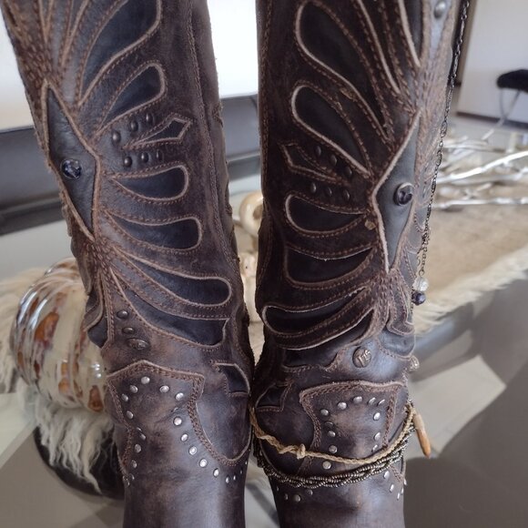 Liberty black butterfly inlay cowboy boots size 8 - Picture 13 of 13